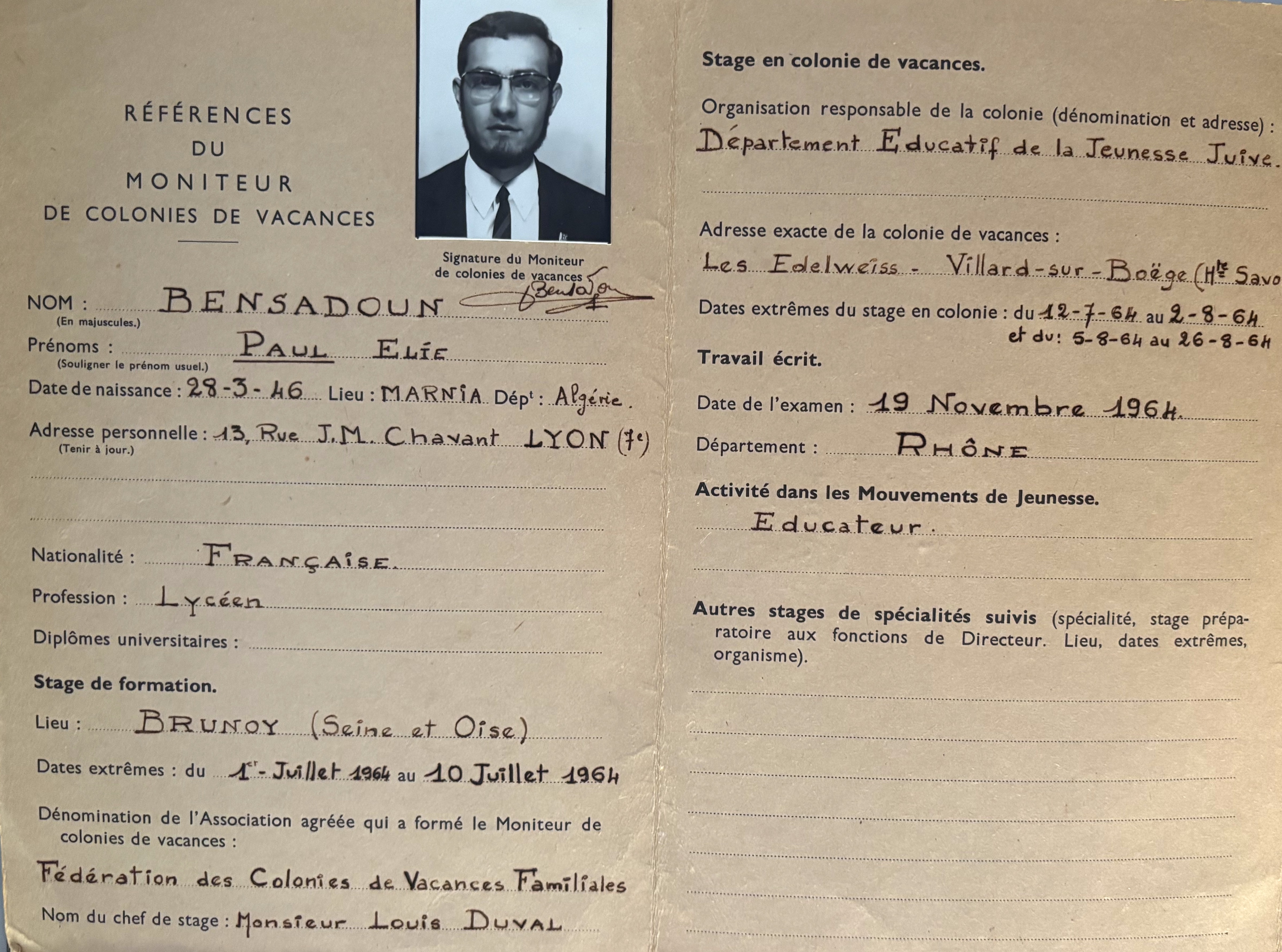 Références du Moniteur de CV